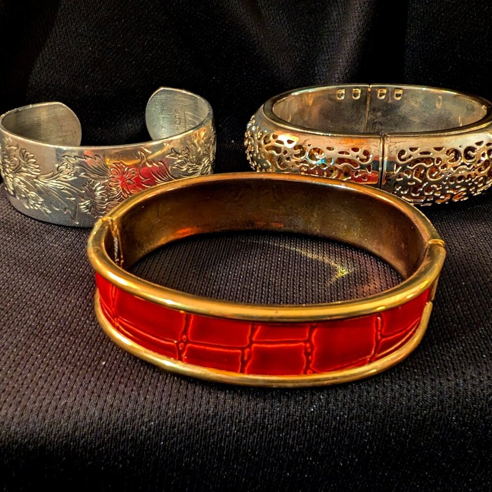 3 Women's Wide Bangle Bracelets